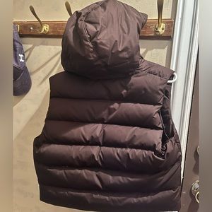 Brown Hooded puffer vest